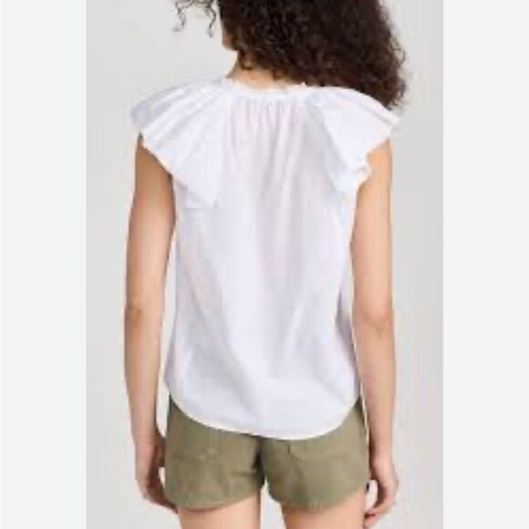 Rails Karysa White Flutter Sleeve Blouse in White Size Medium NWT $178 - Picture 6 of 6